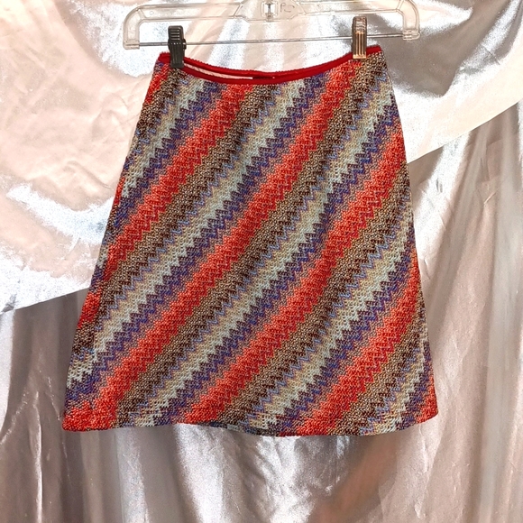 Vintage 90s Pale diagonal striped knit Y2K mini skirt XS - Picture 1 of 7